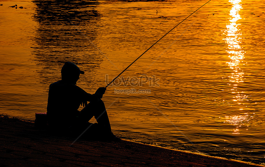 Gambar Siluet Orang Mancing