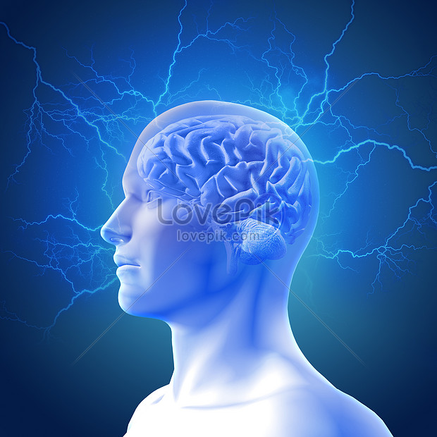 Human brain and lightning creative image_picture free download  