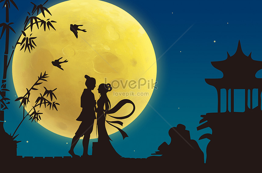 Ancient moon and beauty illustration image_picture free download ...