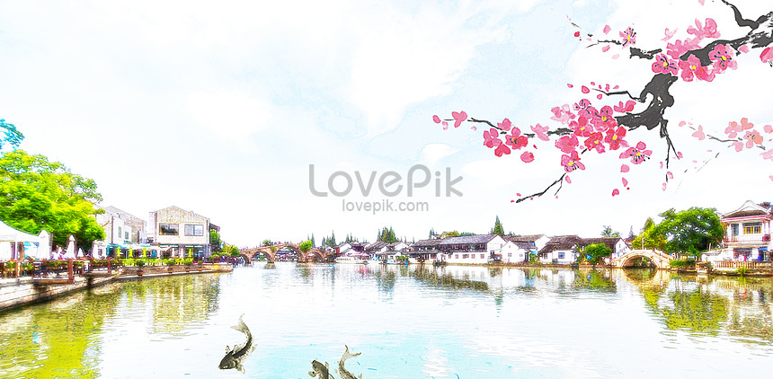 中国fengjiang南xiaoqiao流れるインク桃の花の壁紙イメージ 背景 Id Prf画像フォーマットjpg Jp Lovepik Com