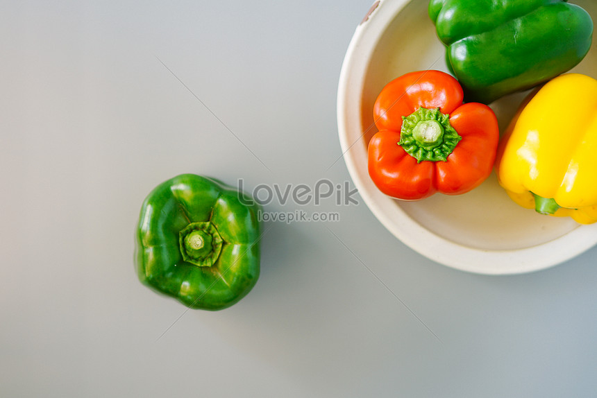 Download A Dish Of Red Pepper Yellow Pepper And Green Pepper Photo Image Picture Free Download 500587115 Lovepik Com PSD Mockup Templates