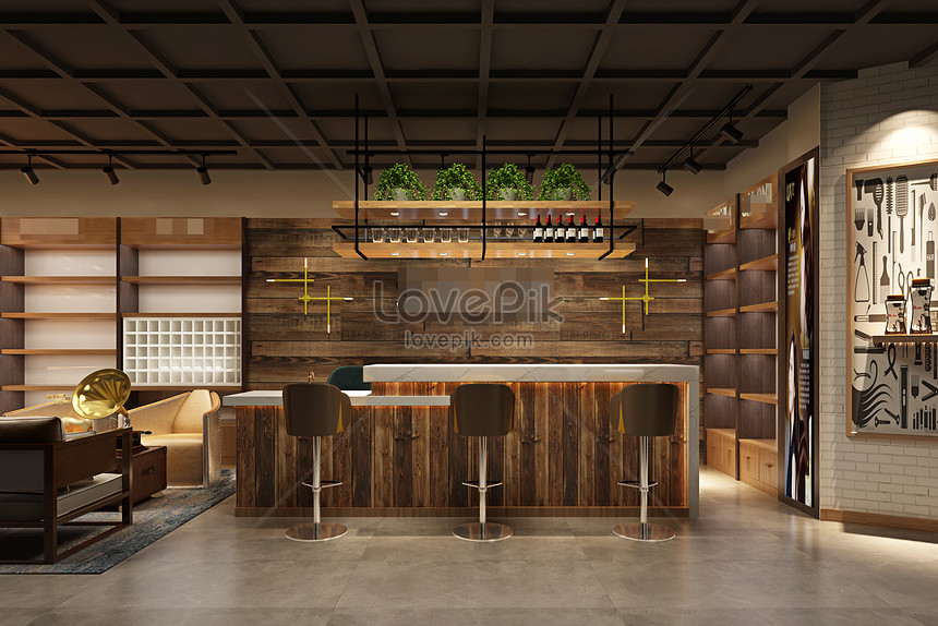 Industrial Wind Retro Bar Interior Design Effect Diagram Photo Image Picture Free Download Lovepik Com