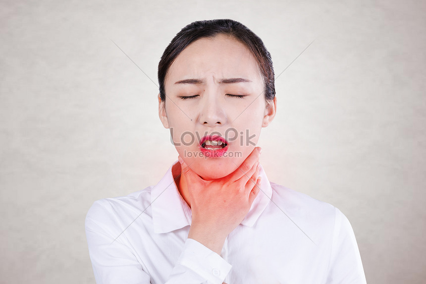 A woman with a sore throat creative image_picture free download ...