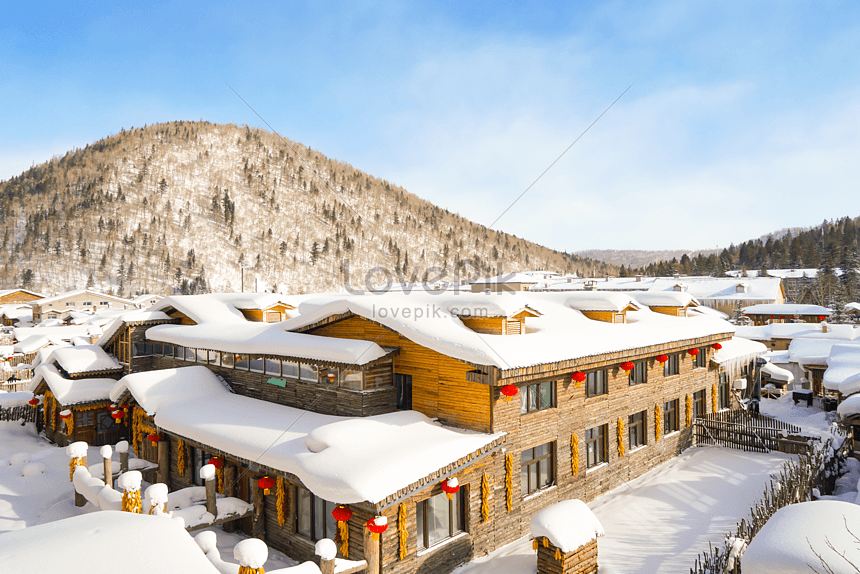 Photo De Vue Dhiver Du Village Sous La Montagne De