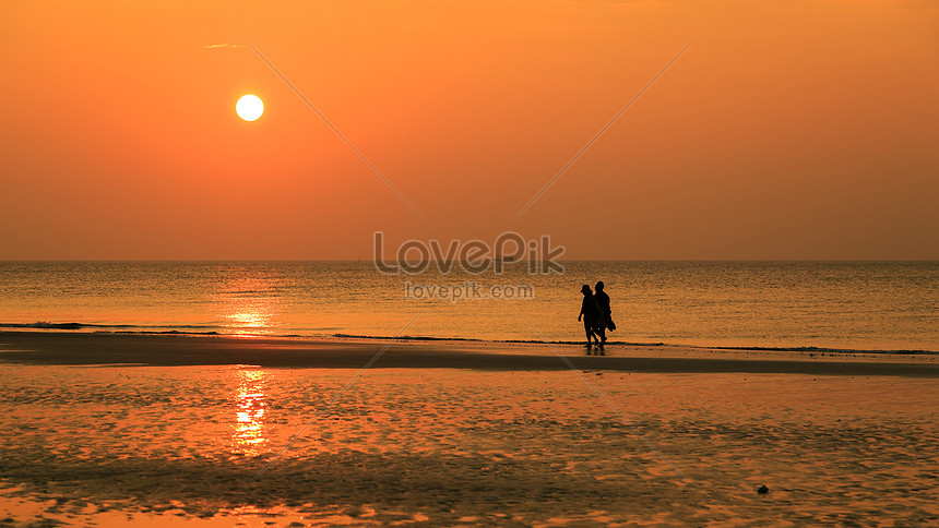 Pantai Pulau Weizhou Sunset Gambar Unduh Gratisimej