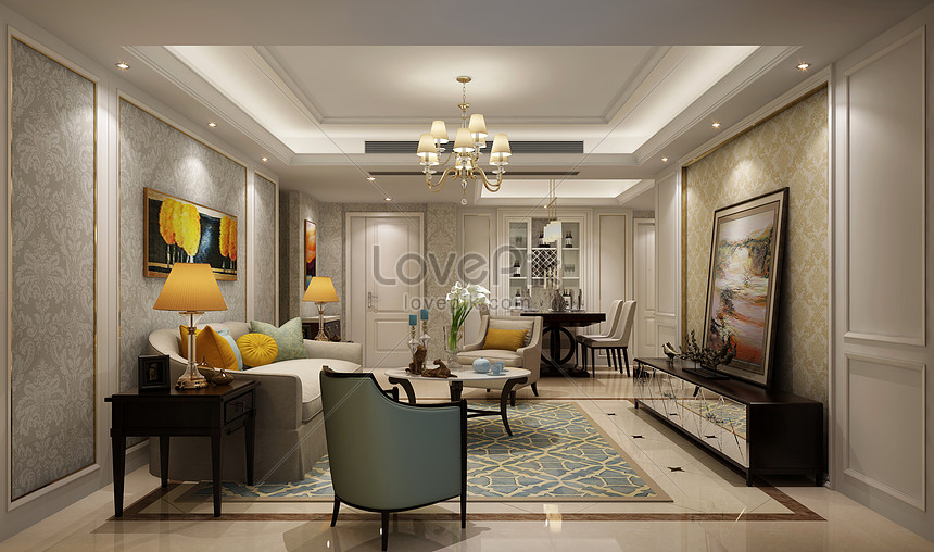 Simple european style living room interior design renderings photo image_picture free download 500807417_lovepik.com