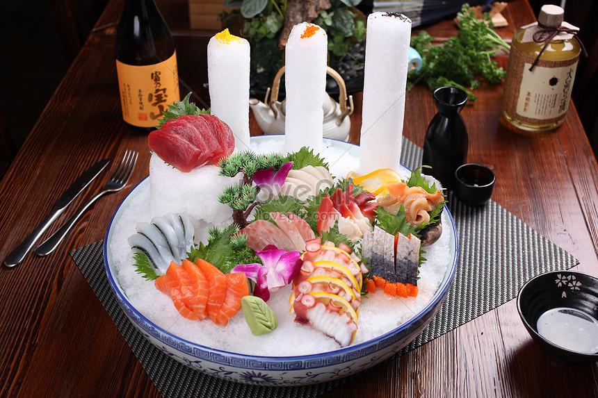 Large sashimi assorted cold dishes photo image_picture free download ...