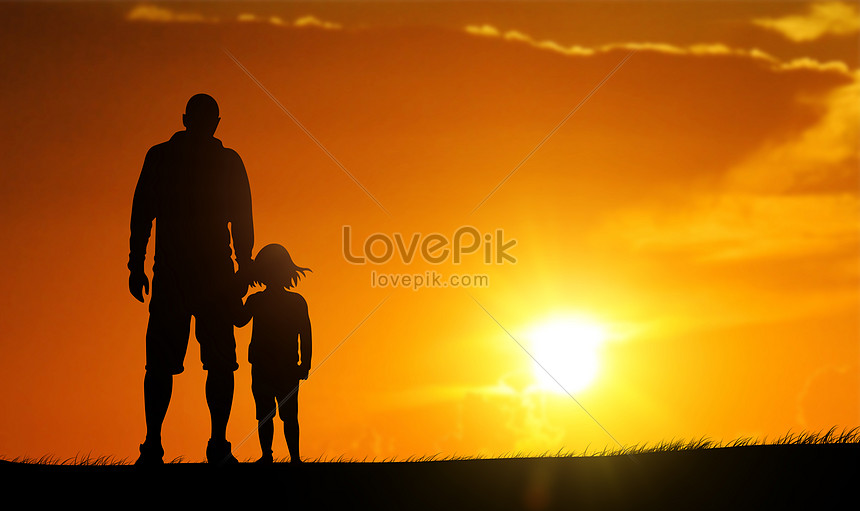 Silueta De Padre E Hija En La Puesta De Sol | HD Creativo antecedentes  imagen descargar - Lovepik