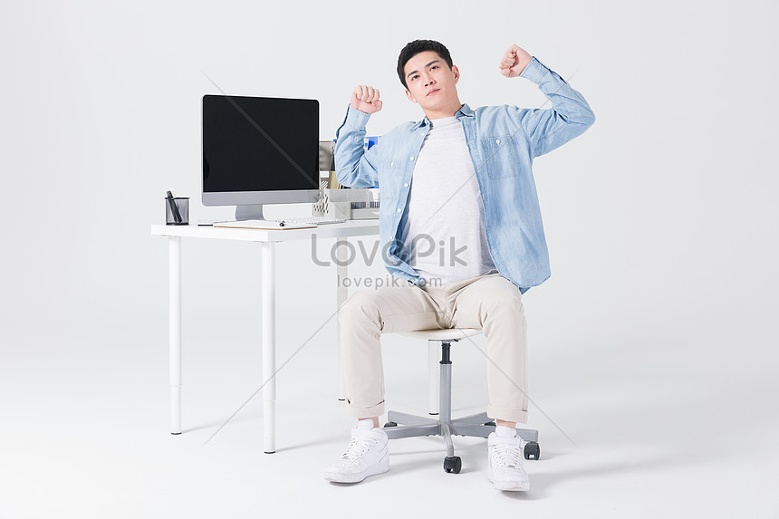 Leisure Business Men S Desk Stretches And Muscles Photo