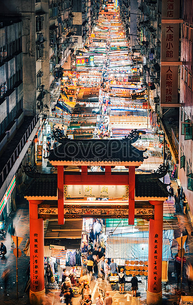 香港廟街夜景圖片素材 Jpg圖片尺寸3729 54px 高清圖片 Zh Lovepik Com