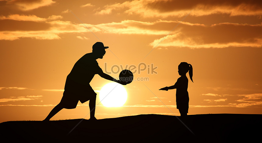 Jugando Silueta Con Padre | HD Creativo antecedentes imagen descargar -  Lovepik