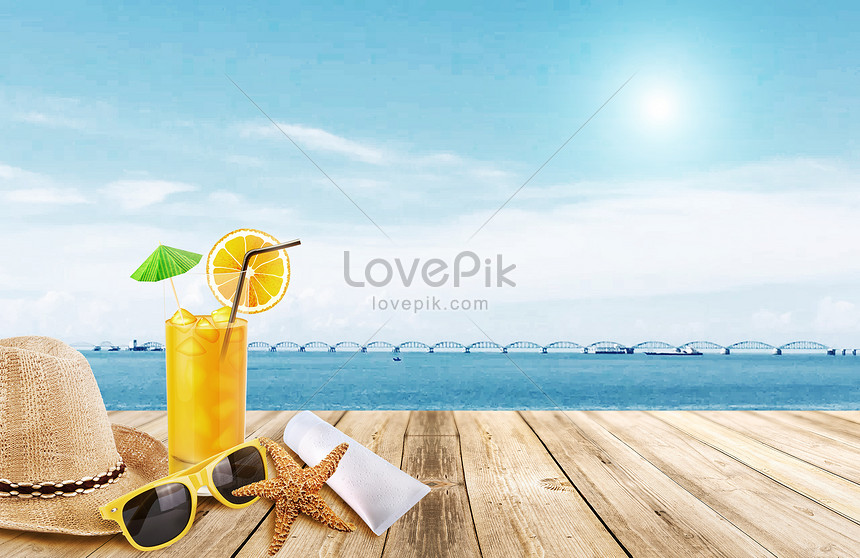 The Background Of Cold Drinks By The Sea In Summer Download Free | Banner  Background Image on Lovepik | 500934911