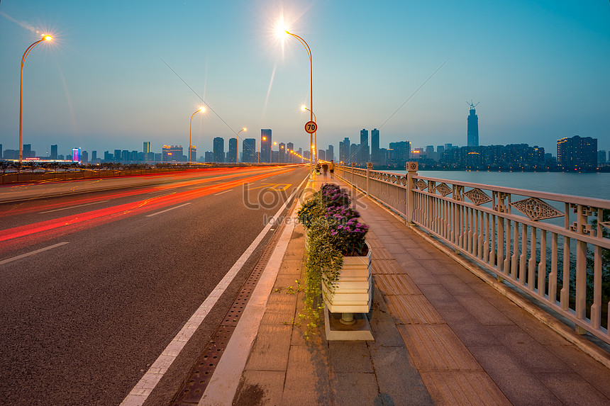 Pemandangan Jembatan Wuhan Shahu Gambar Unduh Gratis Foto