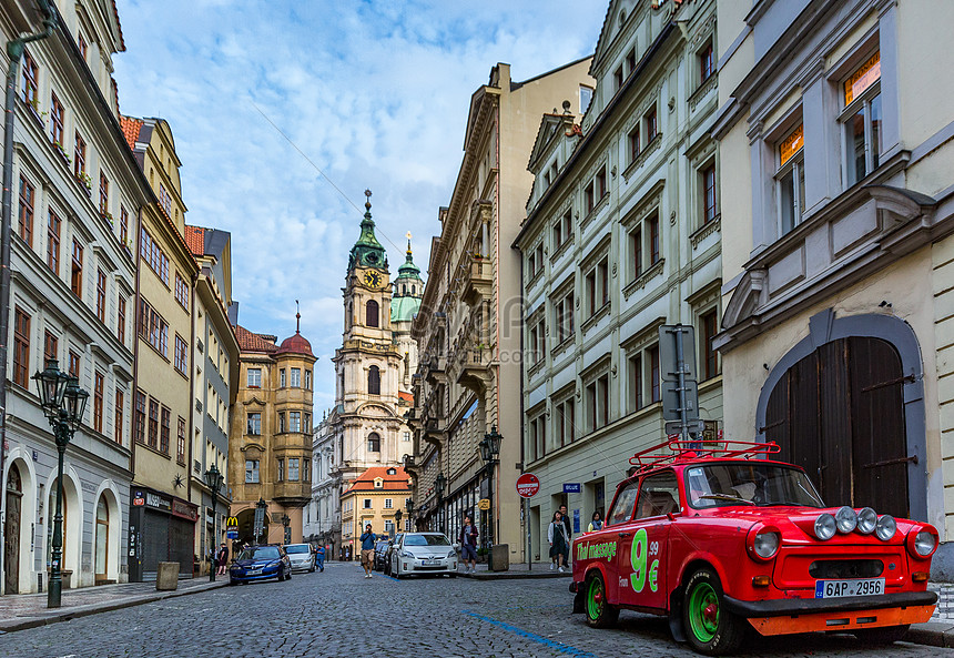 Pemandangan Jalan Kota Praha Gambar Unduh Gratis Foto