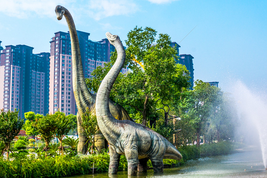 A Dinosaur Statue In The Changzhou Dinosaur Garden During The Da