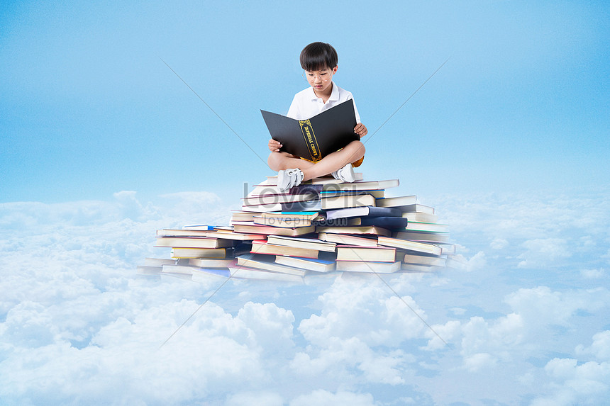 Photo De Enfant Lisant Un Livre Livre Nuage Lecteur Creative Images Free Download Lovepik