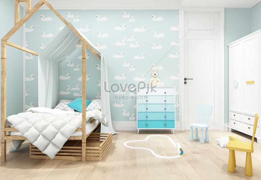北欧スタイルの子供部屋の寝室のインテリアデザインのレンダリングイメージ 写真 Id Prf画像フォーマットjpg Jp Lovepik Com