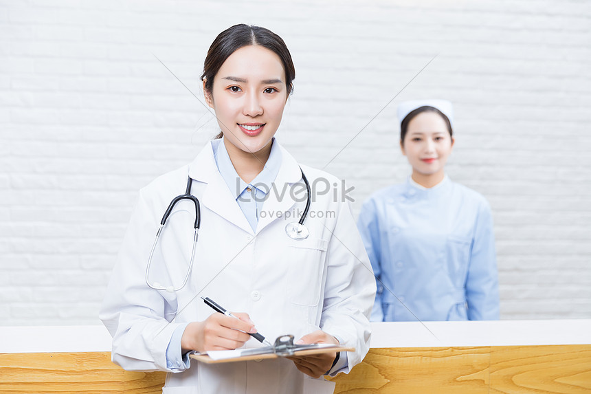 Hospital Front Desk Female Doctor Photo Image Picture Free