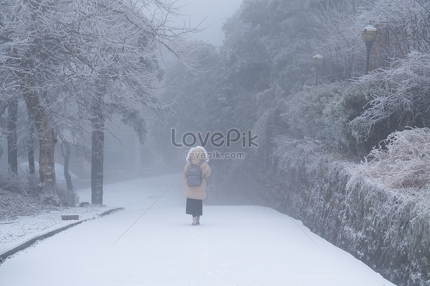 風雪中的女子背影圖片素材 Jpg圖片尺寸6000 4000px 高清圖片 Zh Lovepik Com