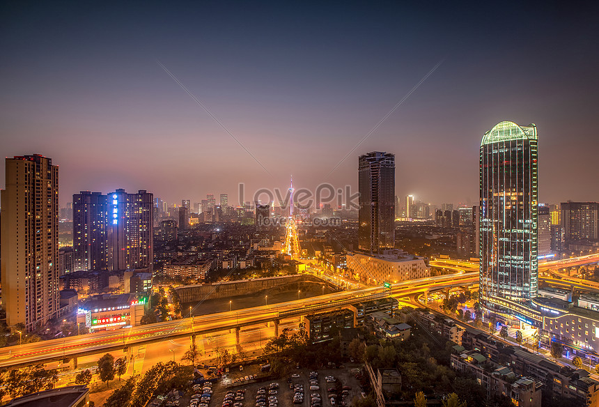 Night panorama of wuhou district chengdu city photo image_picture free ...