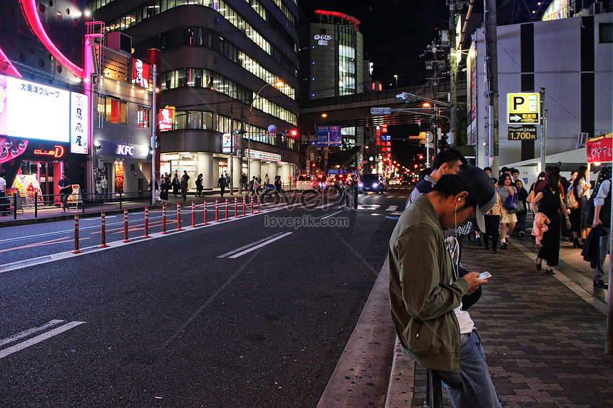 Jalan Osaka Di Malam Hari Gambar Unduh Gratis Foto