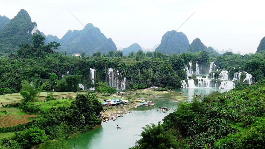 Air Terjun Guangxi Detian Gambar Unduh Gratisimej