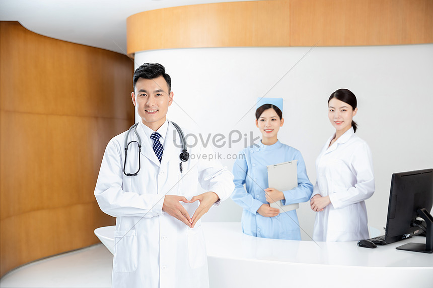 Hospital Front Desk Male Doctor Image Photo Image Picture Free