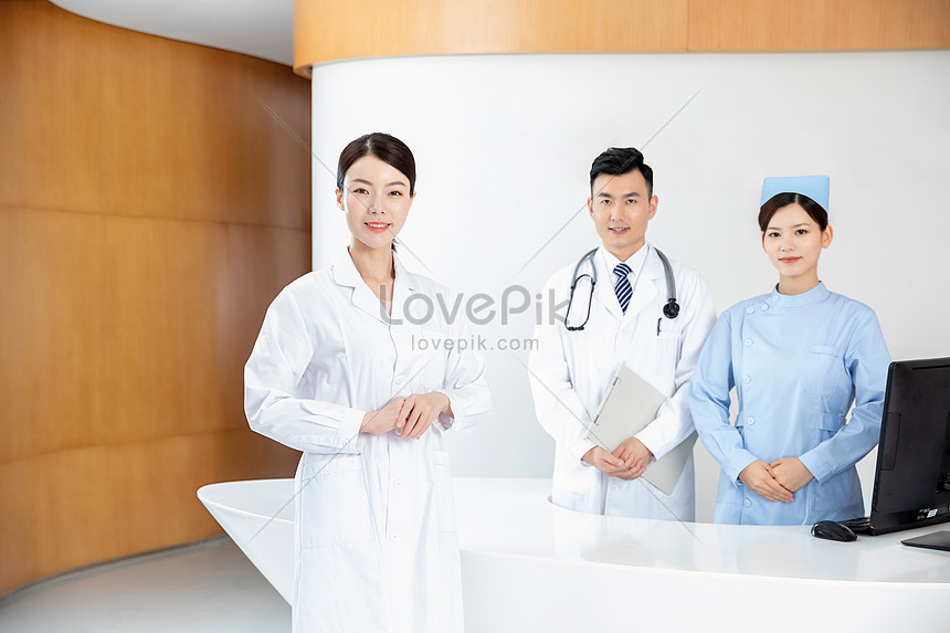 Hospital Front Desk Female Doctor Image Photo Image Picture Free