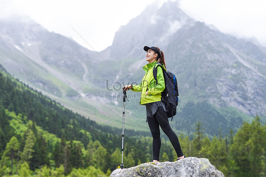 Outdoor trekking pole sports girl photo image_picture free download  501393861_lovepik.com