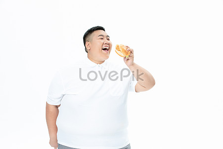 ハンバーガーを食べる若い男性デブ男イメージ 写真 Id Prf画像フォーマットjpg Jp Lovepik Com