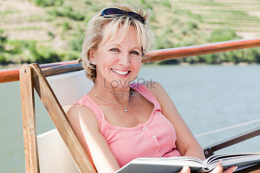 Mature Reading Woman On Cruise Ship Picture And Hd Photos Free