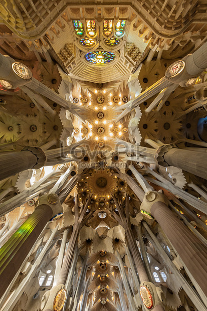 Interior Dome Of The Sagrada Familia In Barcelona Spain Photo Image Picture Free Download Lovepik Com