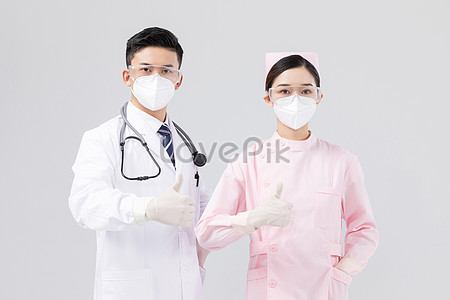 Enfermeira vestindo máscara de cirurgia, Vetor Premium