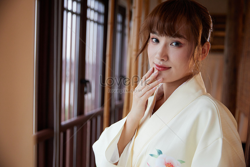 Free Photos - A Young And Beautiful Woman In A White Kimono Is