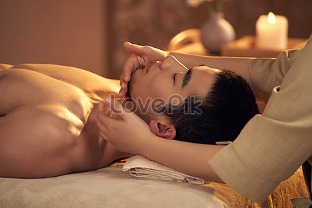 Shoulder and Neck Massage for Man in Spa Salon. Stock Image