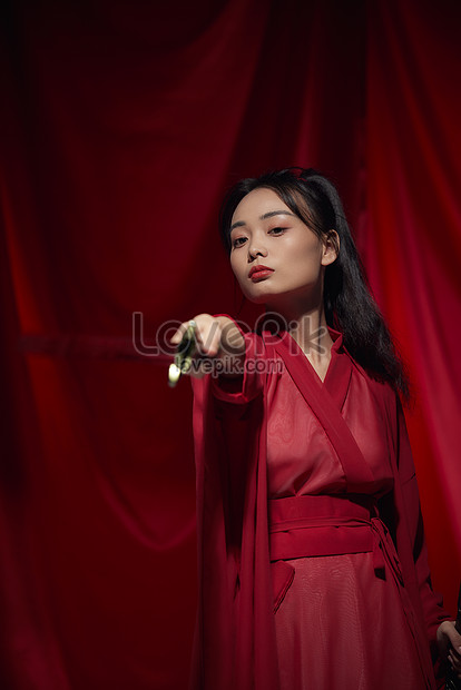 Martial Arts Girl In Costume Holding A Sword Picture And HD Photos ...