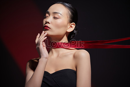 Beautiful Woman With Arms Wrapped In Ribbons Picture And HD Photos ...