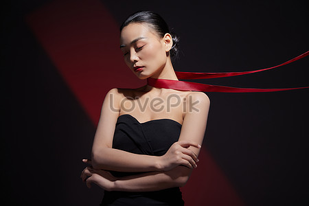 Beautiful Woman With Arms Wrapped In Ribbons Picture And HD Photos ...