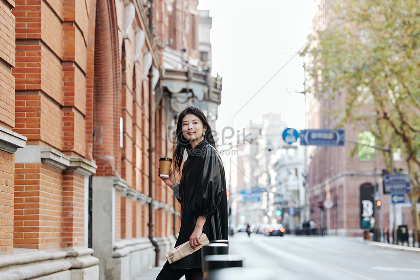 Young Girl Drinking Coffee On The Street Picture And HD Photos | Free ...