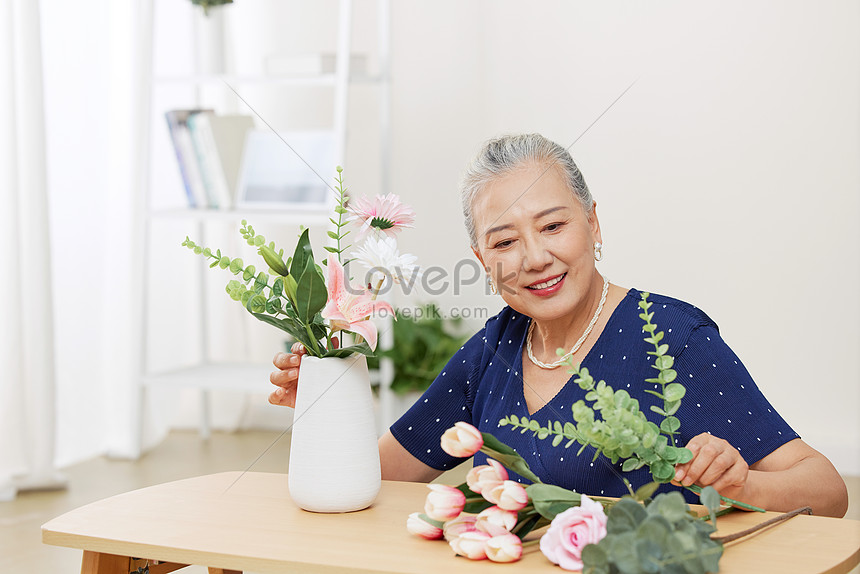 Elderly In The Home Flower Arrangement