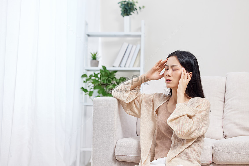 Home Woman Sick Feel Dizzy Headache Picture And HD Photos | Free ...