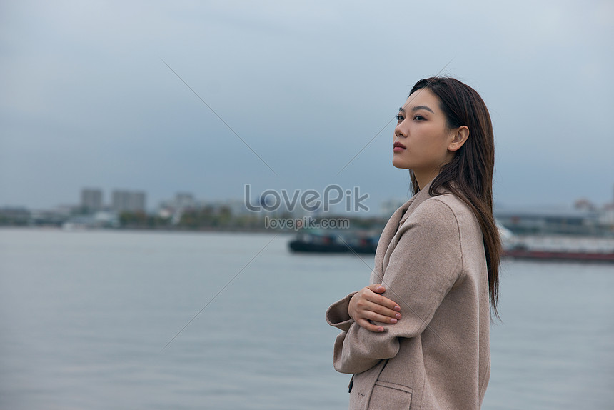 Emotional Young Beauty Standing By The River Picture And HD Photos ...