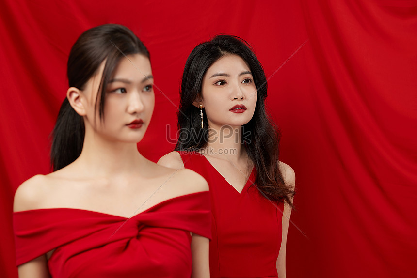 Double Female Figure On Red Satin Background Picture And HD Photos ...