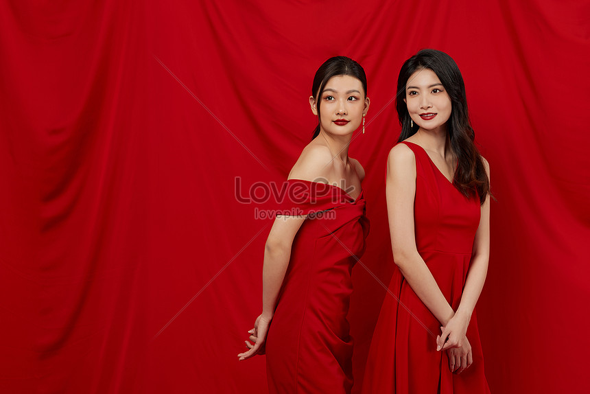 Double Woman In Red Dress Picture And HD Photos | Free Download On Lovepik