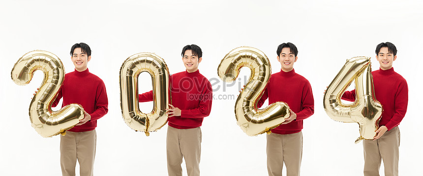 Handsome Man Holding The Number 2024 In His Hand Picture And HD Photos   5248  Wh860 