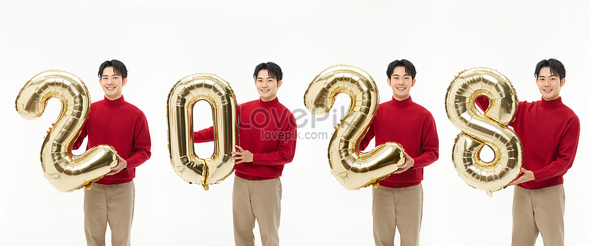 Handsome Man Holding The Number 2028 In His Hand Picture And HD Photos ...