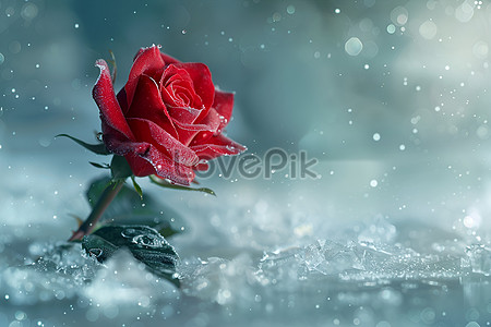 Frozen Red Rose Fantasy Background Download Free | Banner Background ...