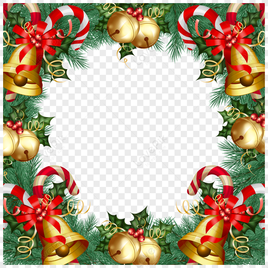 Bell Loaf Bow Christmas Sugle Border Element, Bell PNG, Loose Leaves ...