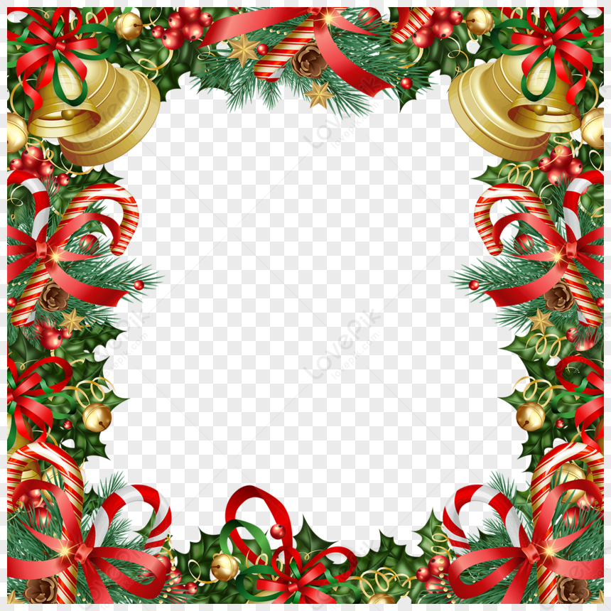 Christmas Butterfly Bell Candy Border Element, Christmas PNG, Bell PNG ...