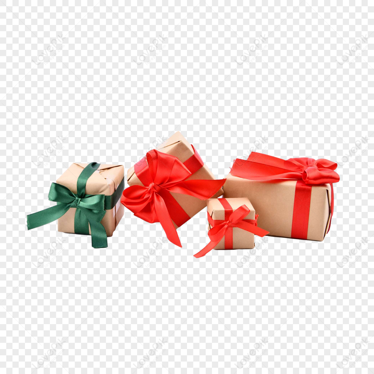 Christmas Gift Box Red Bow And Green Bow, Gift Box PNG Image, Gift Bag ...